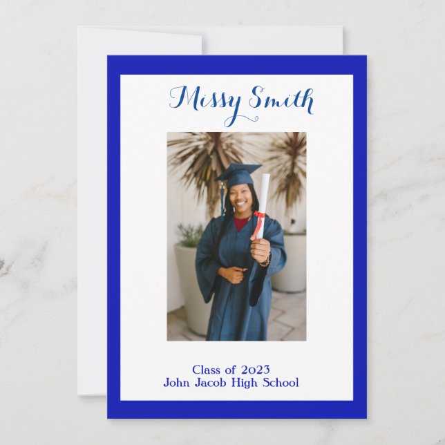 Photo Studenten, klass 2023 Blue Inbjudningar (Framsida)