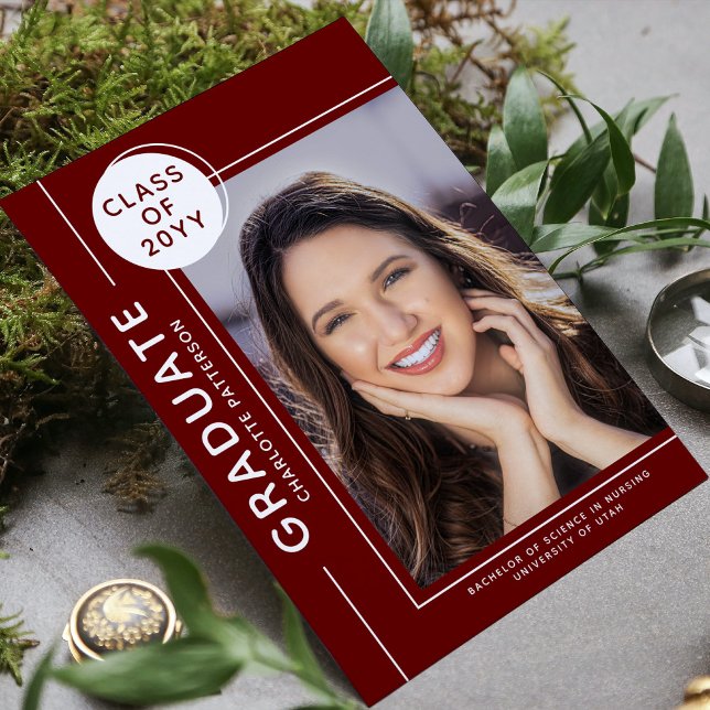 Photo Studenten Modern Script Burgundy White (Skapare uppladdad)