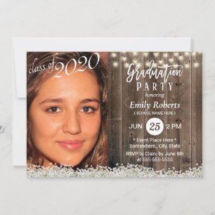Photo Studenten Rustic Baby's Band Blommigt Inbjudningar