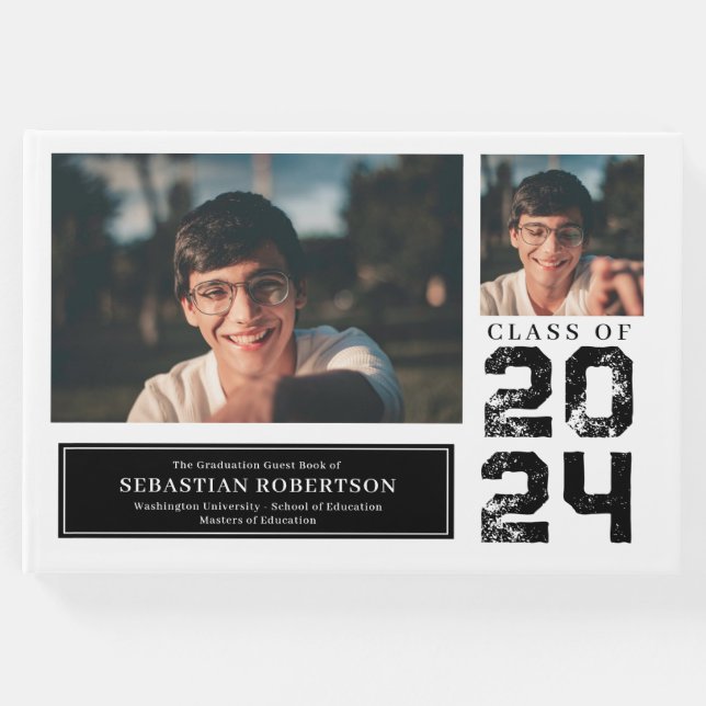 Photo Studenten School Black and White Guest Bok (Framsida)