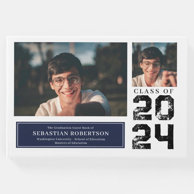 Photo Studenten School Blue and White Guest Bok (Framsida)