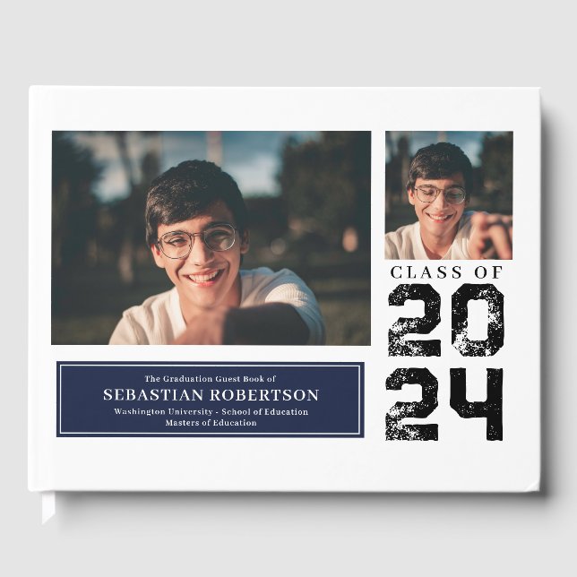 Photo Studenten School Blue and White Guest Bok (Framsida)