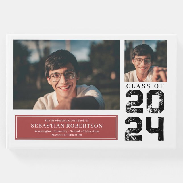 Photo Studenten School Red and White Guest Bok (Framsida)