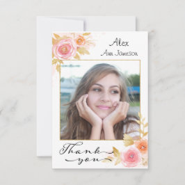 Photo Studenten Tack med Watercolor Flowers