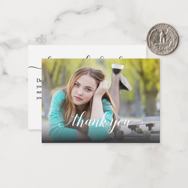 Photo Studenten Tack Small Anteckningskort (Fram/Back In Situ)