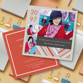 Photo Studentfest för Preppy Red Pin Rand Inbjudningar