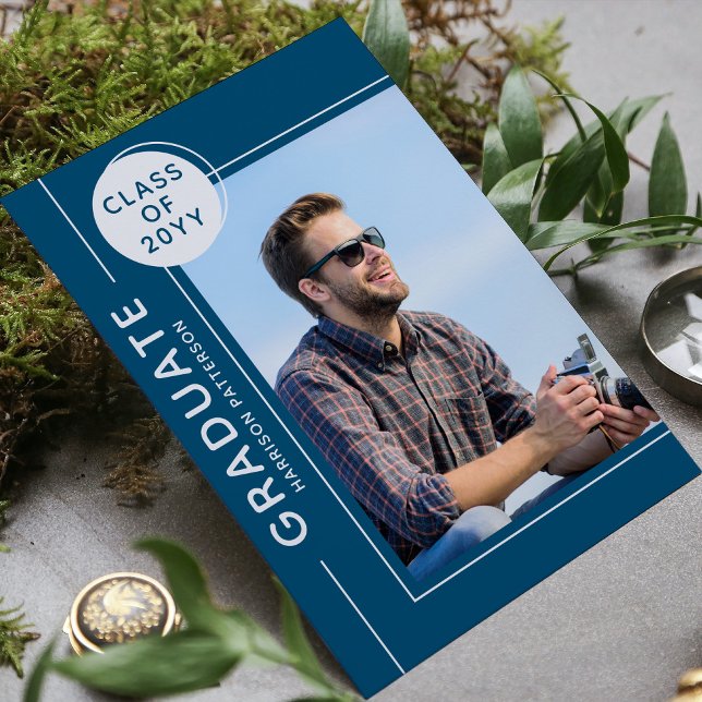 Photo Studentfest Modern Script Silver Blue (Skapare uppladdad)