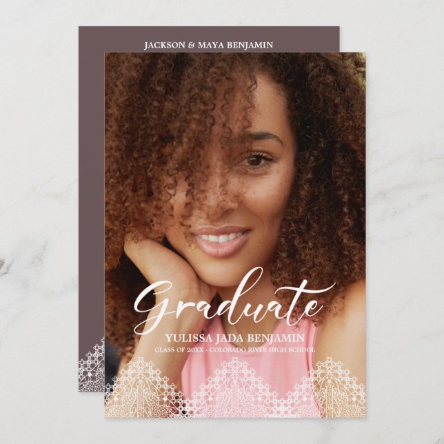 Photo Studentfest Romantic Snöre Inbjudningar (Fram/baksida)