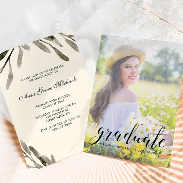 Photo Studentfest Söt Botanical Inbjudningar (Skapare uppladdad)