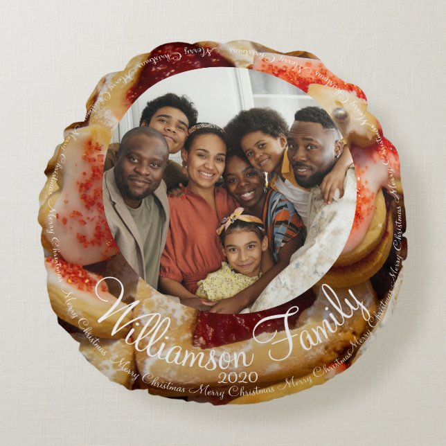 Photo Sugar Cookie i julfamiljen Rund Kudde (Framsidan)