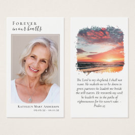 Photo Sunset Memorial Prayer Card Visitkort