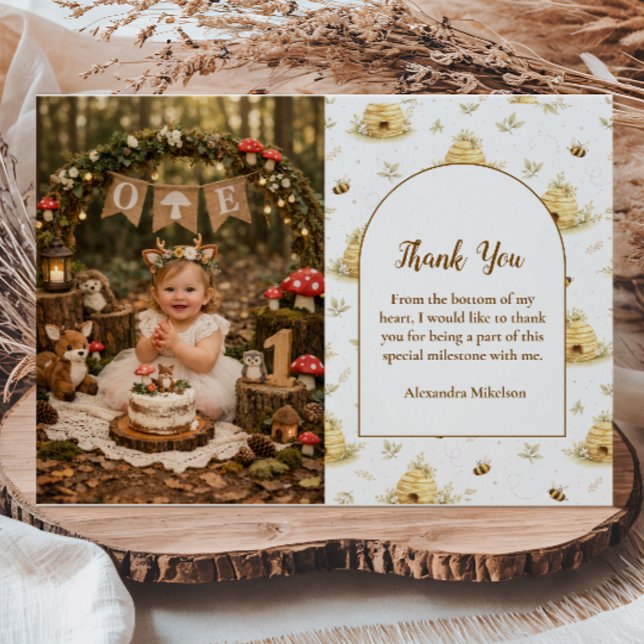 Photo Sweet As Can Bee Wild One Birthday Tack Kort (Skapare uppladdad)