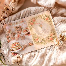 Photo Sweet Peach 1st Birthday Tack Kort