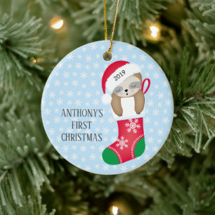 Photo Sweet Sloth Baby första julprydnaden Julgransprydnad Keramik