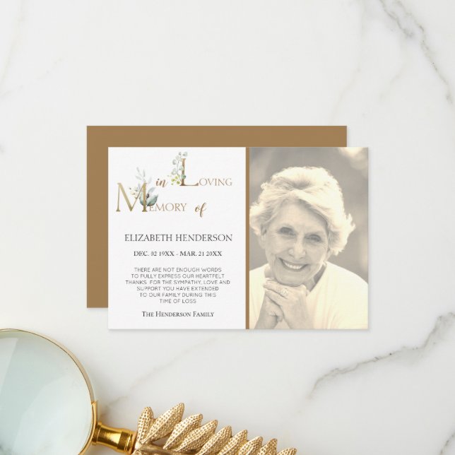 PHOTO Sympathy Flat Tack You Card Kort (Fram/Back In Situ)