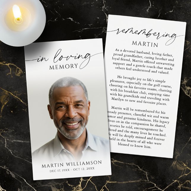 Photo Sympathy Funeral Remembrance Prayer Card Visitkort (Skapare uppladdad)