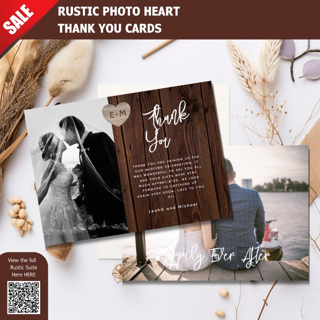 PHOTO TACK DU CARD RUSTIC WOOD HEARTS CARVED (Skapare uppladdad)
