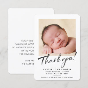 PHOTO TACK modern calligraphy nyfödd bebis Kort
