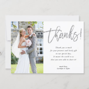PHOTO TACK modern glam silver glitter-skript Kort