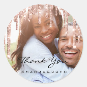 Photo Tack Namn Wedding Favor Ro Glitter Runt Klistermärke