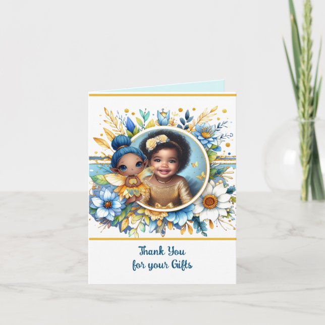 PHOTO Tack Teal Guld Black Fairy Princess Kort (Framsida)