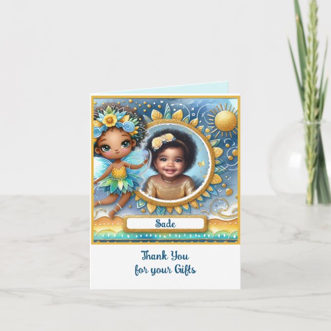 PHOTO Tack Teal Guld Black Fairy Princess Kort (Framsida)
