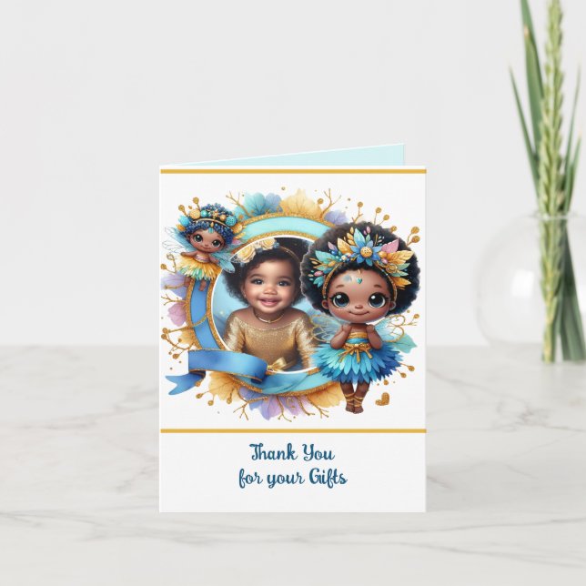 PHOTO Tack Teal Guld Black Fairy Princess Kort (Framsida)