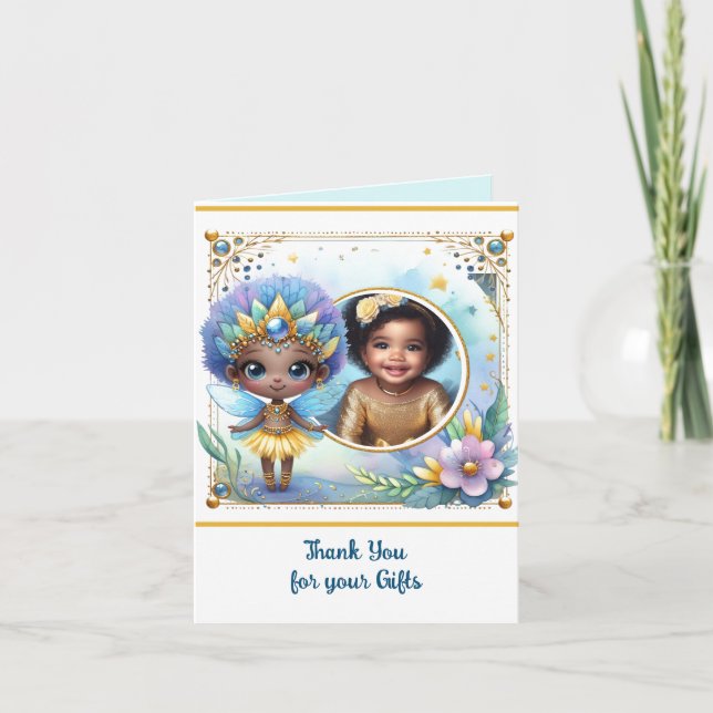 PHOTO Tack Teal Guld Black Fairy Princess Kort (Framsida)