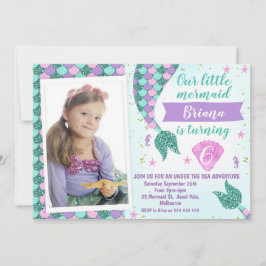 Photo Teal sjöjungfru Svan Birthday-inbjudan Inbjudningar
