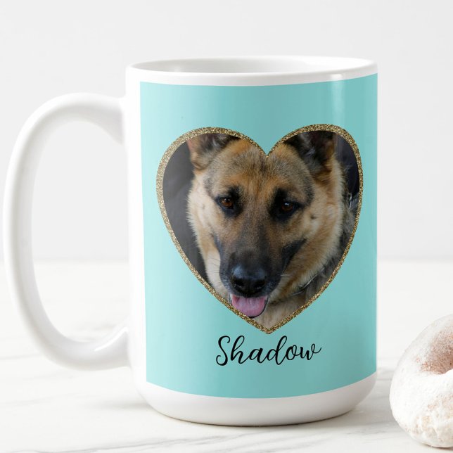 Photo Template Glitter Heart With Pet Custom Name Kaffemugg (Skapare uppladdad)