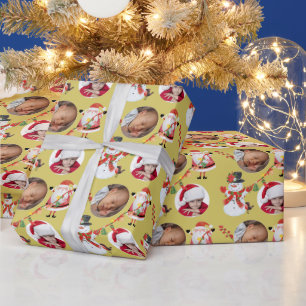 Photo Template Grandparent Santa and Snögubbe Presentpapper