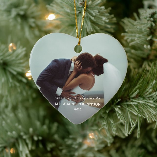 Photo Template Our First Christmas Married Merry  Julgransprydnad Keramik (Träd)