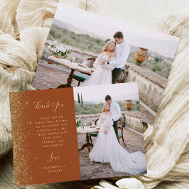 Photo Terracotta Gold Glitter Script Wedding Tack Kort