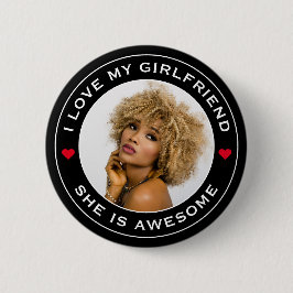 Photo Text Heart I Kärlek My Fantastisk Girlkompis Knapp