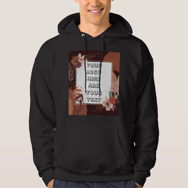 Photo Text Logotyp Blommigt Boho Hoodie (Framsida)