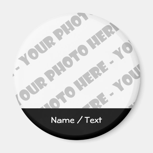Photo & Text Round Magnet - Skapa eget (Framsidan)