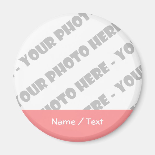 Photo & Text Round Magnet - Skapa eget (Framsidan)