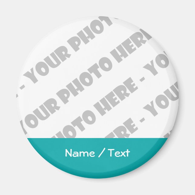 Photo & Text Round Magnet - Skapa eget (Framsidan)