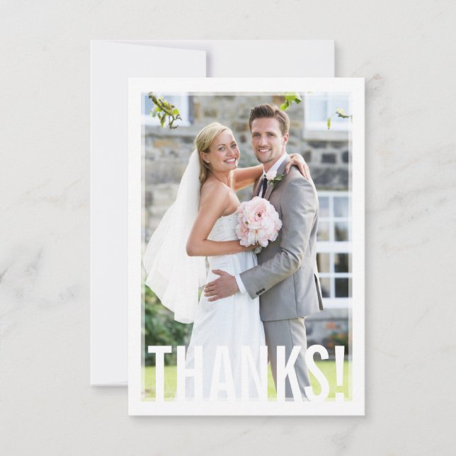 PHOTO THANKS modern fet stil bröllop simple Tack Kort (Framsida)