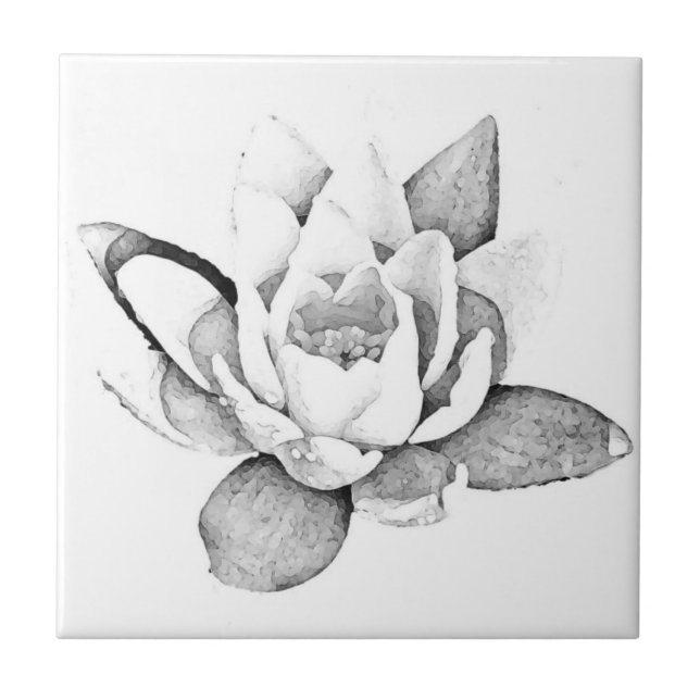 PHOTO TILE "WHITE LOTUS" MED TINY LOTUS KAKELPLATTA (Framsidan)