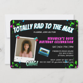 Photo Totally 80s Retro Birthday Party Invitation Inbjudningar