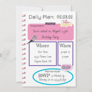 Photo Trendig Daily Planner Modern Chic Birthday Inbjudningar