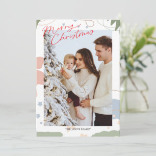 Photo Trendig minimalist boho Snö Julgran Julkort