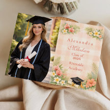 Photo Tropical Gingham Floral Graduation