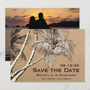 PHOTO Tropical Handflatan Träd Beach Wedding Spara Datumet