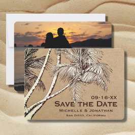 PHOTO Tropical Handflatan Träd Beach Wedding Spara Datumet