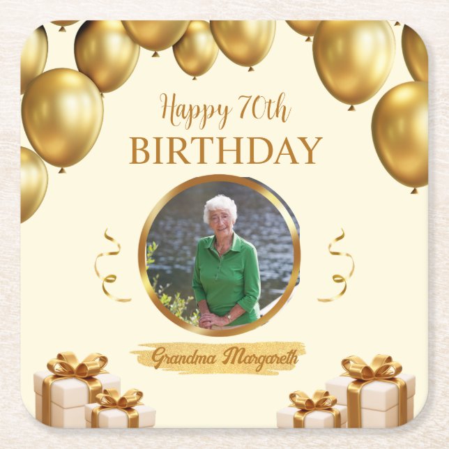 Photo Underlägg för 70:e födelsedagen Papper Kvadrat (Framsidan)