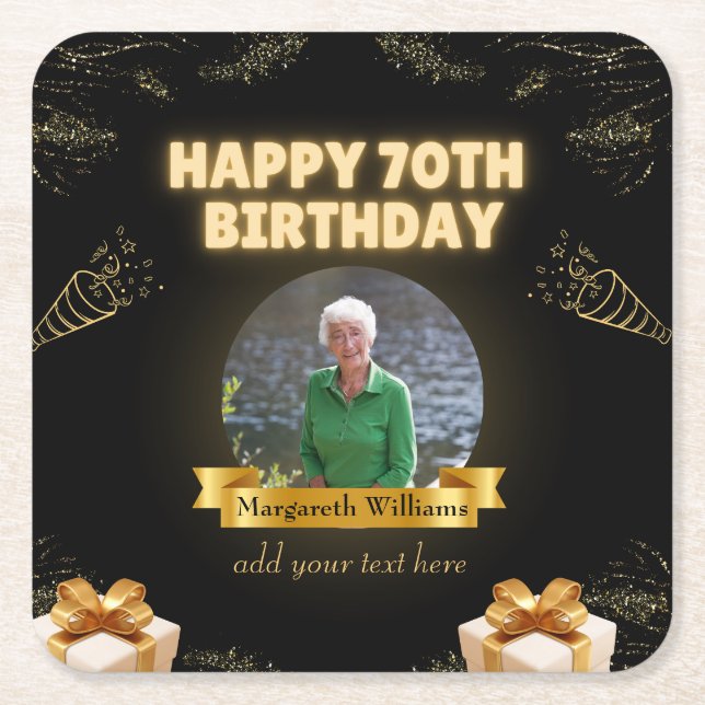 Photo Underlägg för 70:e födelsedagen Papper Kvadrat (Framsidan)