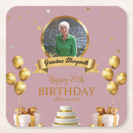 Photo Underlägg för 70:e födelsedagen Papper Kvadrat