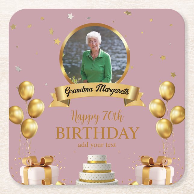 Photo Underlägg för 70:e födelsedagen Papper Kvadrat (Framsidan)